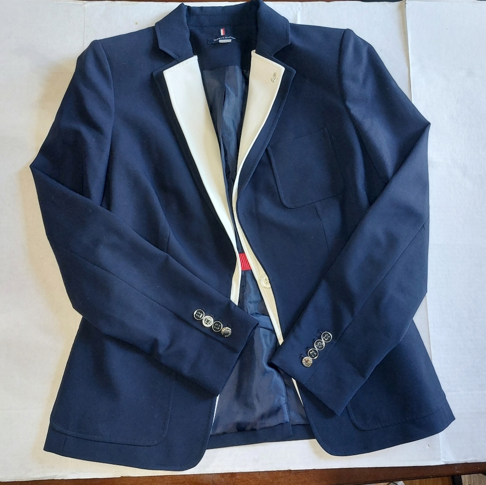 Tommy Hilfiger navy blue one button Women blazer size 6